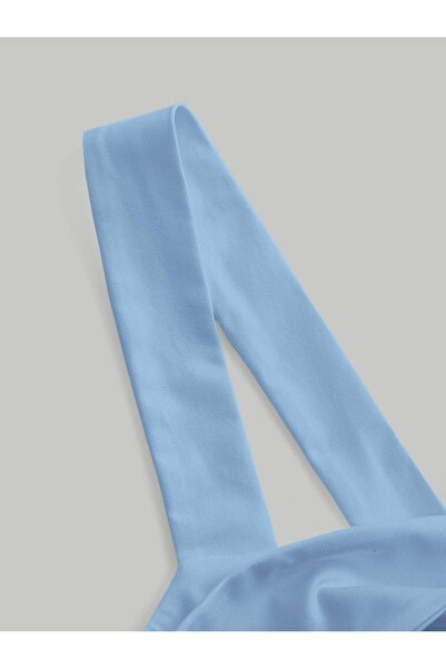 WEEST MODA Top crop cu bretele late de vară albastru bebeluș