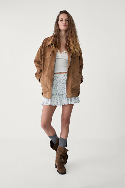 Stradivarius Fırfırlı mini şort etek