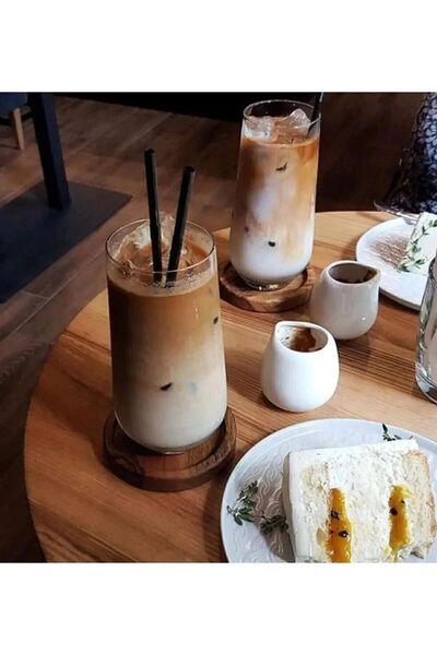 Redwood Otantik 2023 6'lı Ahşap Fincan Ve Bardak Altlığı Kahve Altı Oval