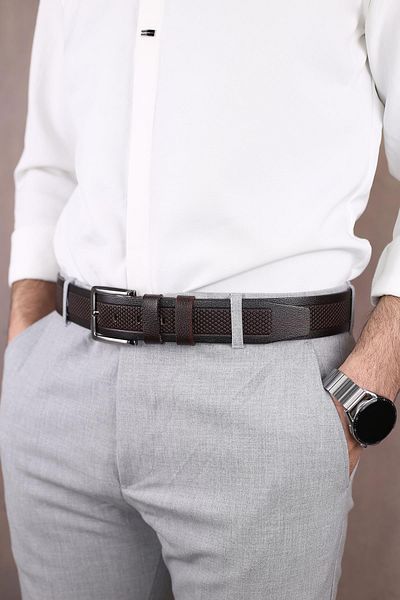 Papuçsepeti Shoe Basket Smt- 4406 Men's Genuine Leather Jeans & Fabric Belt