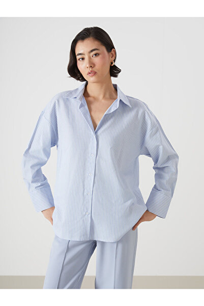 LC Waikiki Nevavm Striped Oversize Oxford Women's Shirt with a Difference