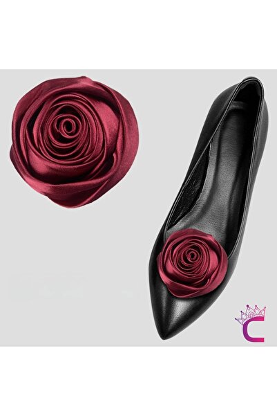 Cinderella 2 adet Çıkarılabilir Kırmızı Gül Tasarım Kadın Topuklu Ayakkabı To...