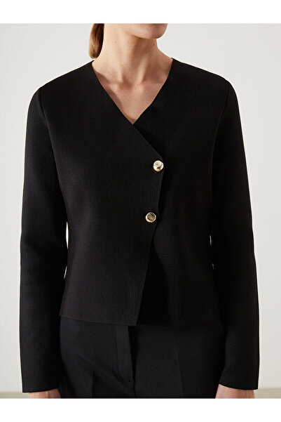 LC Waikiki Black V-Neck Women's Knitwear Cardigan