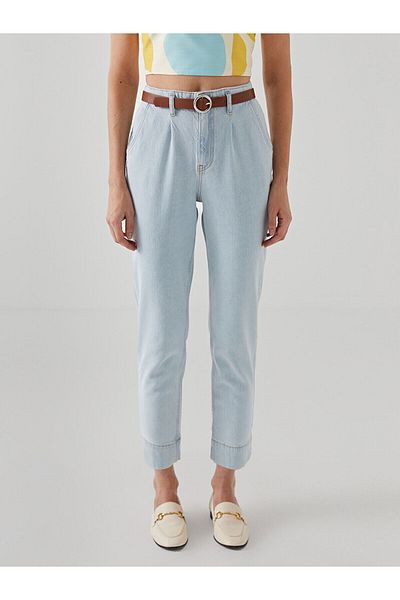 LC Waikiki Pantaloni de jeans pentru femei Mom Fit cu centură în talie