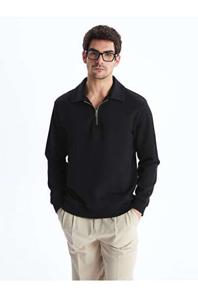 LC Waikiki Nevavm Polo Collar Long Sleeve Men's Sweatshirt with Difference in...