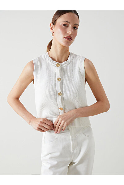 LC Waikiki Дамска плетена жилетка с кръгло деколте LCW Vision