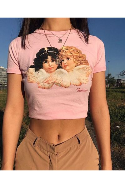 Gofeel Vintage Baby Angel εμπριμέ μπλούζα με λουράκι