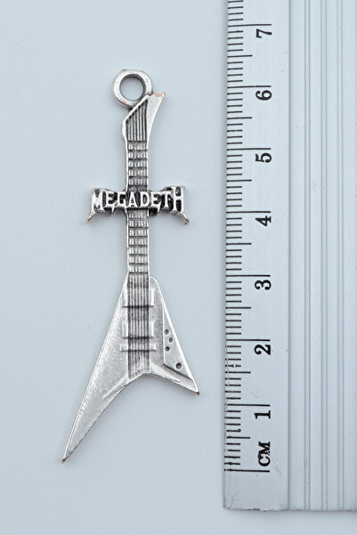 Bu Farklı Megadeth Elektro Gitar Gümüş Kaplama Deri İp Kolye