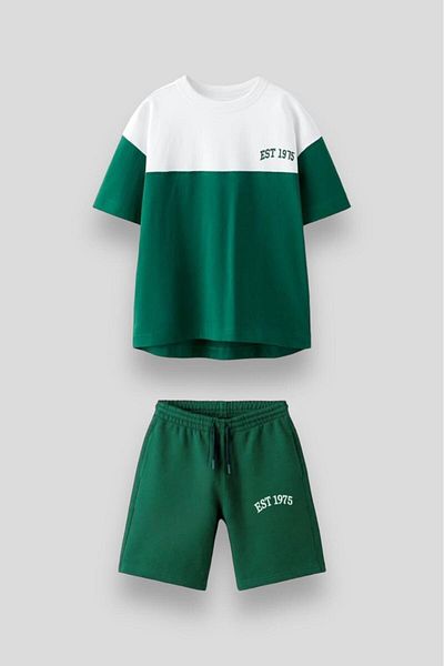 Magu Boy's Cotton T-shirt and Shorts Set - Colorblock