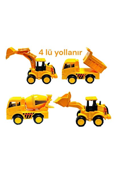 tmtoysandmore inşaat seti 4lü kum kamyonu beton mikseri kepçe dozer