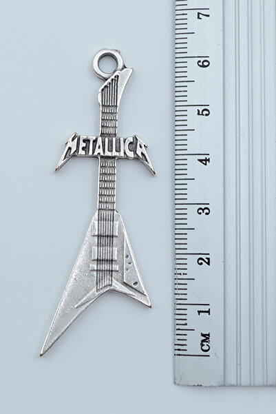 Bu Farklı Metallica Elektro Gitar Gümüş Kaplama Deri İp Kolye