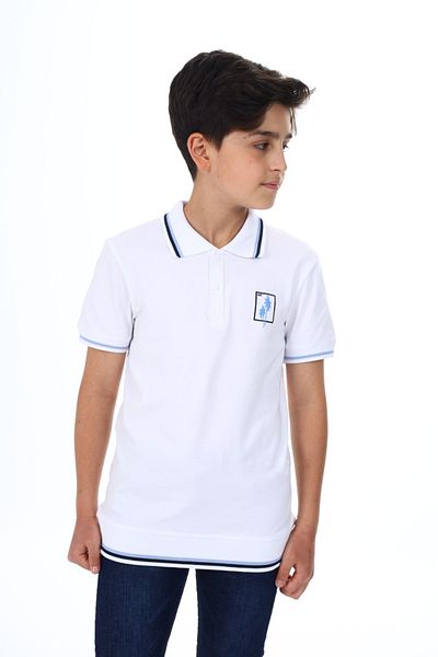 Toontoy Boy's Polo Neck Palm Printed T-Shirt
