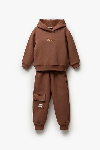 Magu Boy's Winter Cotton Sweatshirt and Sweatpants Set - 3 Thread Raster, Hooded