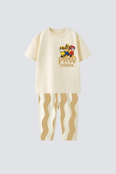 Magu Paw Patrol Kids Tracksuit Tracksuit Bottom-Top Set Black T-Shirt and Print Leggings