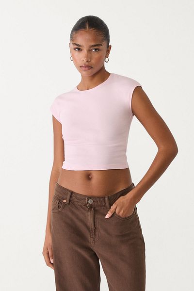 Stradivarius Basic fitted cropped T-shirt