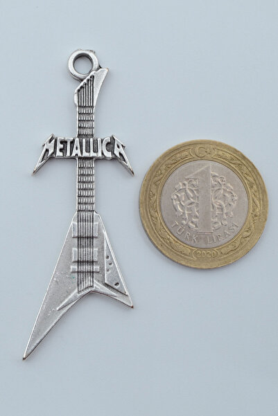 Bu Farklı Metallica Elektro Gitar Gümüş Kaplama Deri İp Kolye