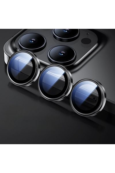 KingZeYi 15 Pro(max) 3PCS Titanium Black 3PCS Camera Protector Lens Glass for iPhone 15 Pro Max 16 pro Metal