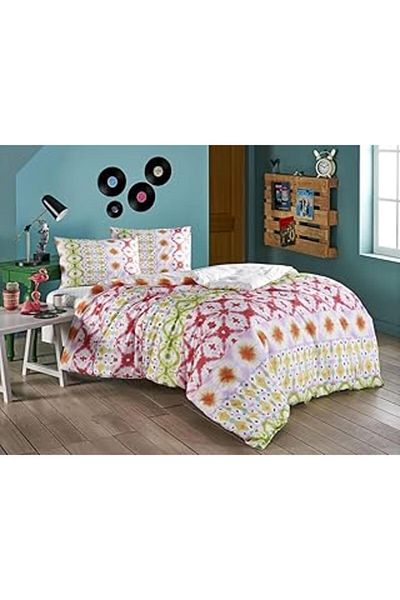 Hepta Collection Taç Enzo Ranforce Ethnic Patterned 100% Cotton Duvet Cover Set, Multicolor, Single (Duvet Cover: 160X2