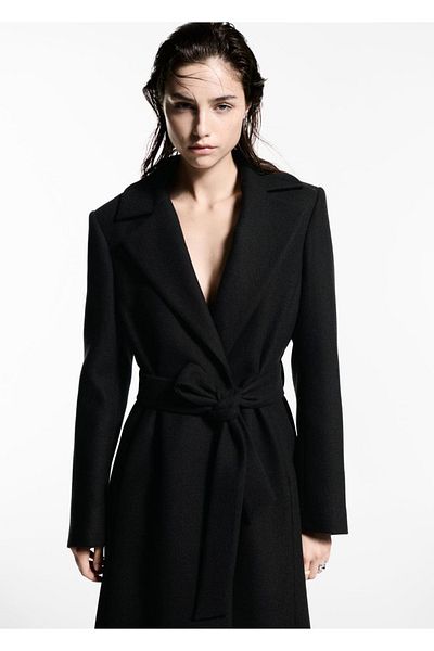MANGO Woman Manteco Wool Coat with Detachable Fur Collar