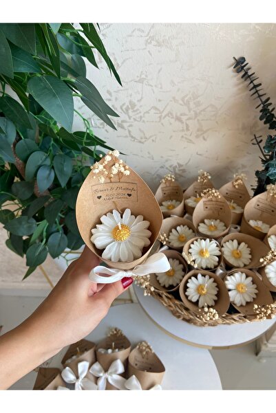 ceysethome Kokulu Papatya Çiçek Mum Buketleri Kişiye Özel Nişan/Söz Hediyesi / 15 Adet