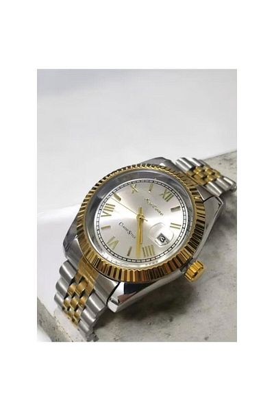 Rivoly Men's Stainless Steel Analog Quartz Watch Date Display Easy to Read Fashion Design Waterproof