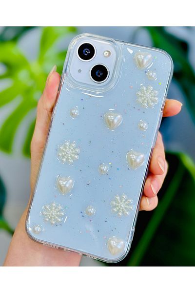 Go Aksesuar حافظة سيليكون متوافقة مع هاتف Iphone 14 Plus - 15 Plus بتصميم ندفة الثلج مع لعبة