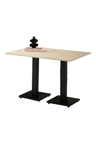 Viento Mobilya Uzay Sidon Desen Sabit 120X70 Kare Döküm Metal Ayak Masa