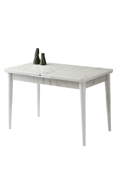 Viento Mobilya Kelebek Tekno Marmo Desen Highgloss Açılır 120X70 Masa (Açılımış Ölçüsü 150X70)