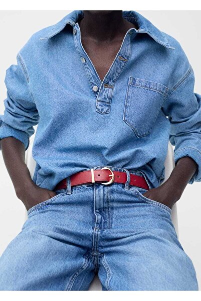 MANGO Woman حزام بإبزيم بيضاوي