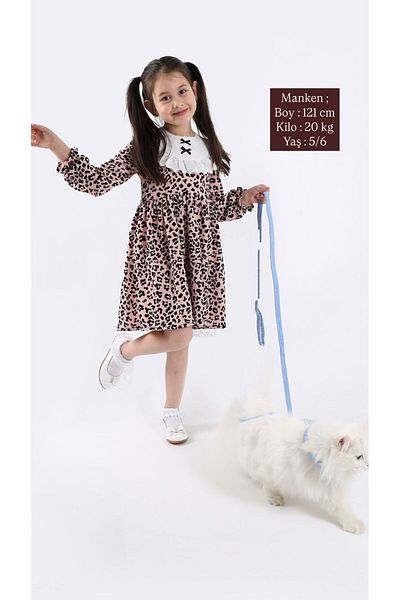 aden kids rochie leopard festonată pentru fetiță