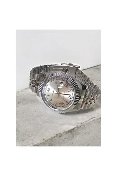Rivoly Men's Stainless Steel Analog Quartz Watch Date Display Easy to Read Fashion Design Waterproof