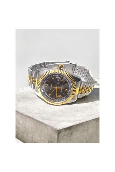 Rivoly Men's Stainless Steel Analog Quartz Watch Date Display Easy to Read Fashion Design Waterproof