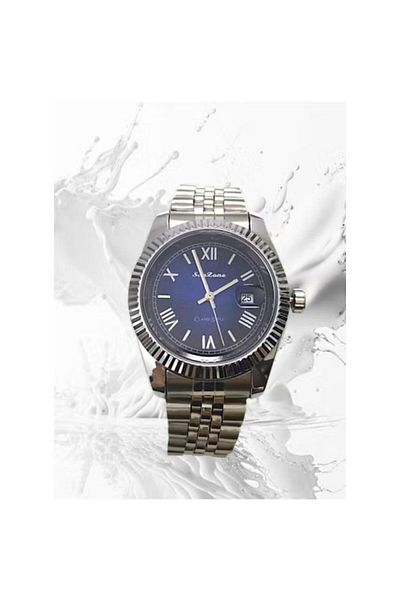 Rivoly Men's Stainless Steel Analog Quartz Watch Date Display Easy to Read Fashion Design Waterproof