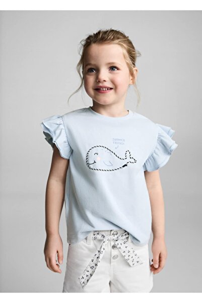 MANGO Baby Μπλουζάκι με κέντημα με βολάν