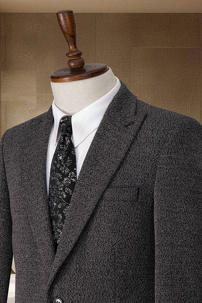 Sergio Ferraro Black Textured Italian Style Slim Fit Men's Blazer Jacket