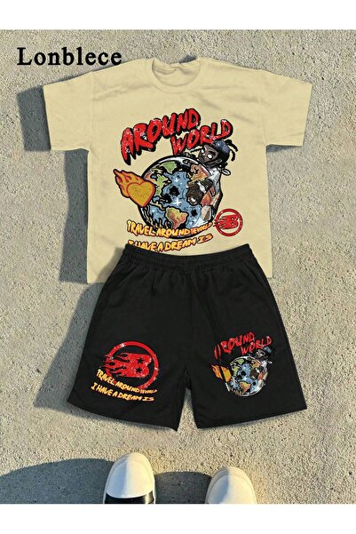 Tarzsokak 2 قطعة/المجموعة الرجال الصيف عارضة الرياضة بلون طاقم تي شيرت ومجموع...