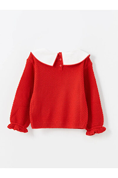 LC Waikiki Lcw Red Baby Collar Girl's Sweater W4Ed84Z1