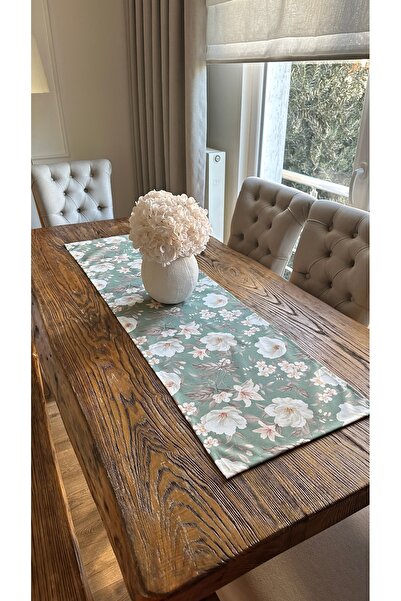 Decamor home Зелений білий бігунок з квітковим візерунком, що не залишає плям