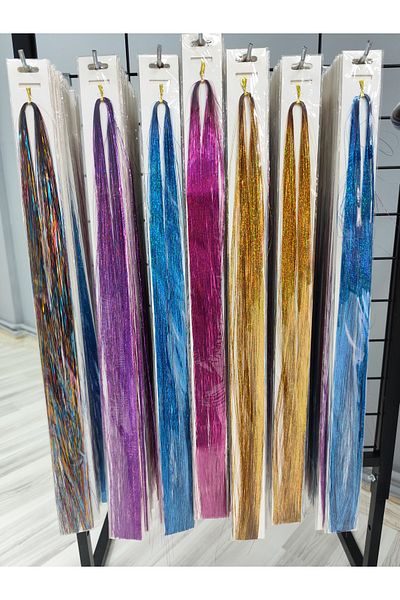 Cadı Peruk Glitter Hair Turquoise Color+ False Bead as Gift