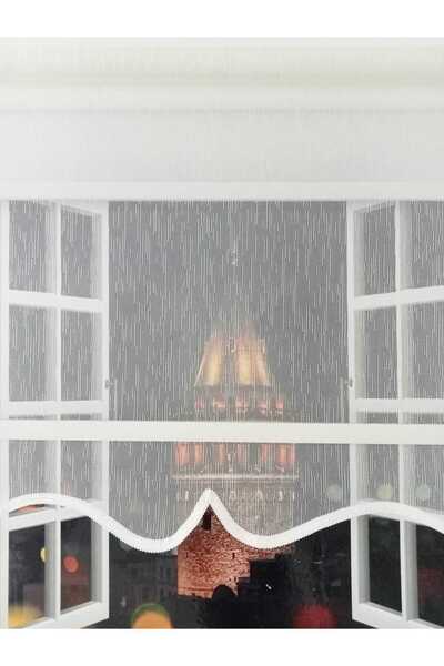 BULUT Çift Mekanizmalı Beyaz Dilimli Tül, Beyaz Stor Perde