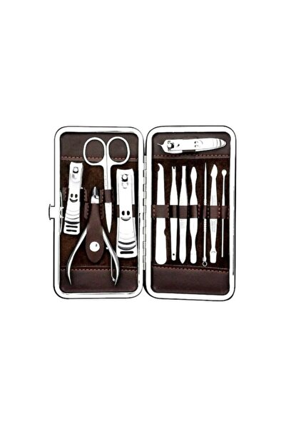 CALIBURN 12 Piece Manicure Set with Leather Bag