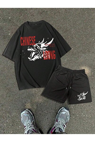 Tarzsokak Set tricou și pantaloni scurți pentru bărbați Manfinity Homme cu im...