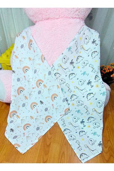 TetraRosa 2 Pieces 80X75 cm Muslin Cover (Rainbow-Elephant Patterned)