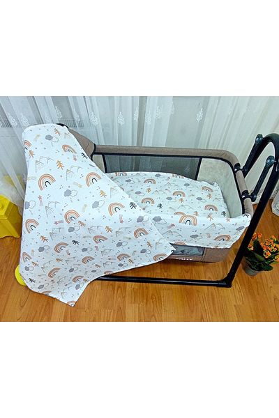 TetraRosa 2 Pieces 80X75 cm Muslin Cover (Rainbow-Elephant Patterned)