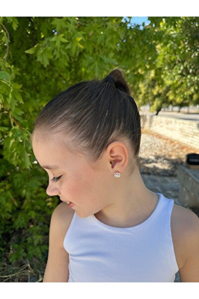 LITTLELUXE Prenses Tacı Gümüş Çocuk Küpe, 925 Ayar Gümüş Kız Çocuk Küpe, Çocuk Gümüş Küpe
