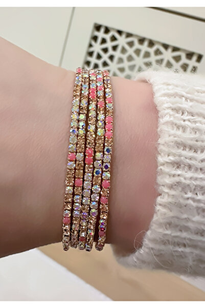 ECEMSEL سوار فولاذي مرن بحجر الراين - 3 قطع