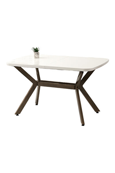 Viento Mobilya Anka Kar Beyaz Renk Highgloss Açılır 130X80 Masa (Açılımış Ölç...