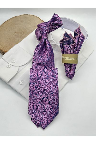 Gutiero Cravată clasică cu model de frunze violet