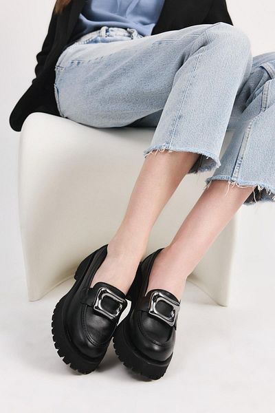 Yaya by Hotiç Damskie czarne mokasyny - 01Ayy 307980 A100 Model Shoes