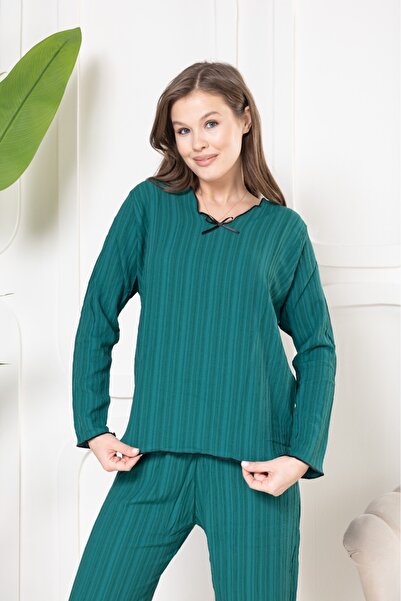 pajama set Dokuma likraklı pamuklu yumuşak kumaş rahat kesim Pijama Takımı